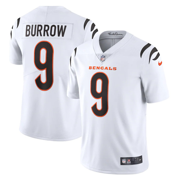 Women's Cincinnati Bengals #9 Joe Burrow 2021 White NFL Vapor Limited Stitched Jersey(Run Small)
